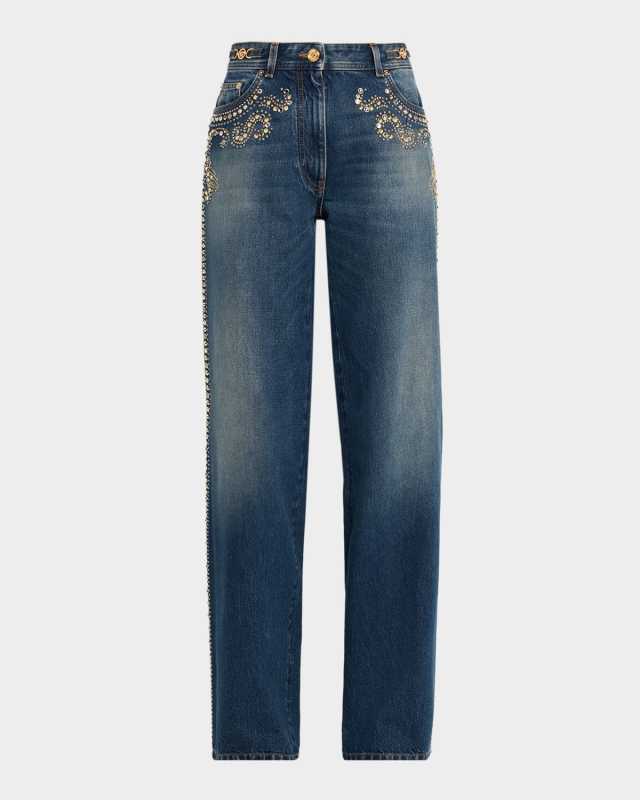 Embellished Straight-Leg Jeans